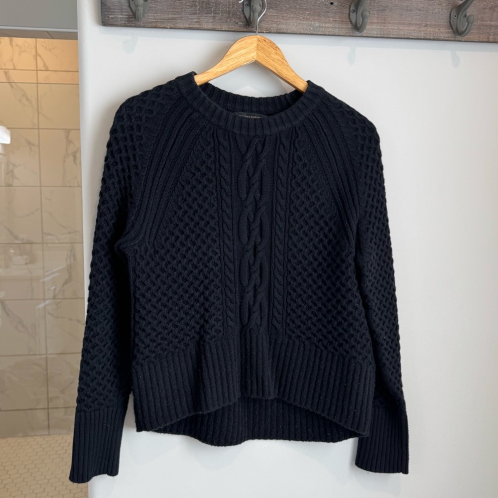 Banana Republic Black Crew Neck Sweater with Textured Knit